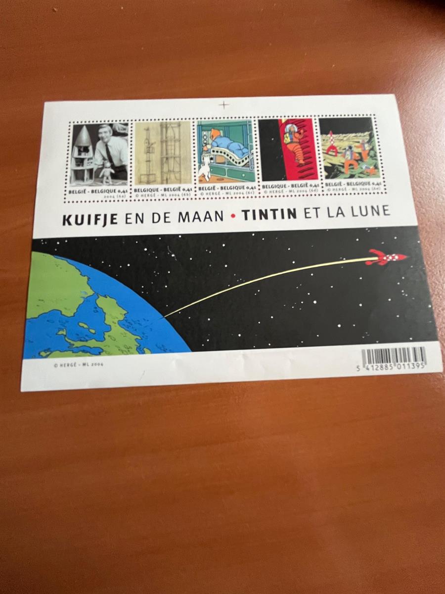 Hergé Postzegelvelletje Kuifje Tintin Kuifje en de maan 2004 Mijn